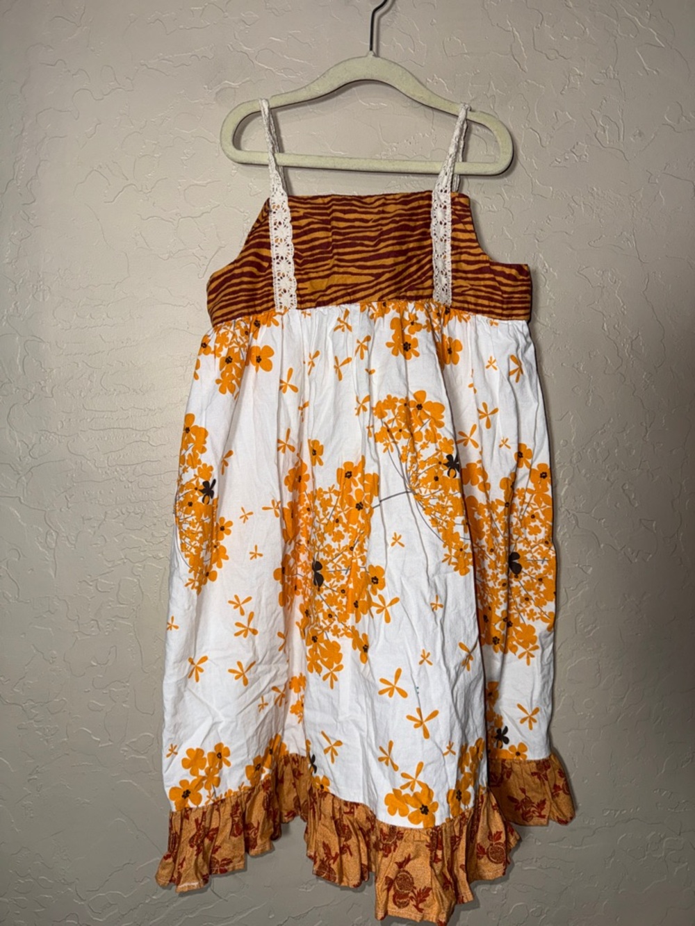 The measure boutique girls mixed media cotton floral print dress size 8
